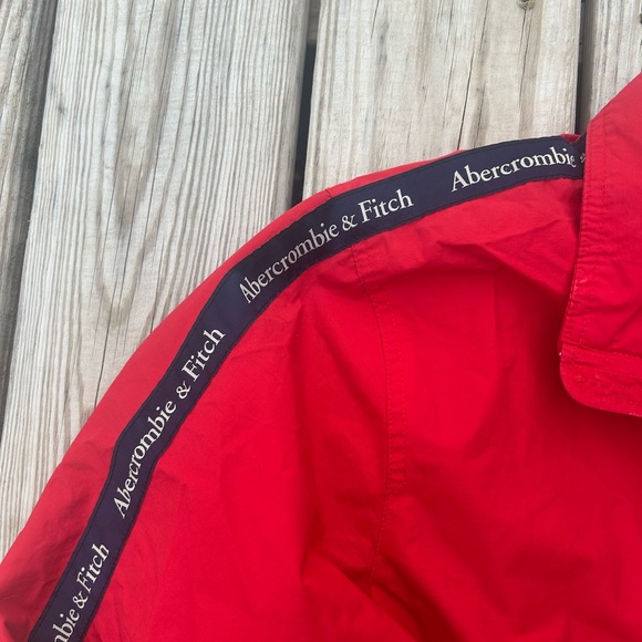 Abercrombie & Fitch Jacket‎ Mens Small Red Windbreaker Full Zip Y2K Preppy Logo - Picture 3 of 11
